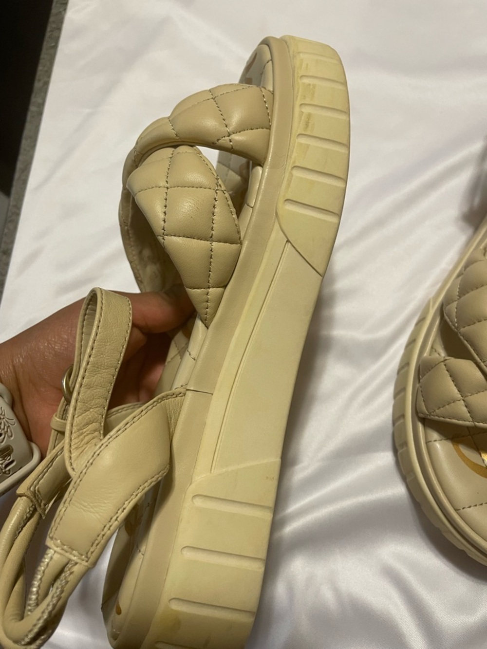 Sam Edelman Quilted Platform Sandal - Cream/White - Picture 9 of 13